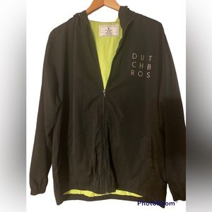 Dutch bros black windbreaker rain jacket sz l
